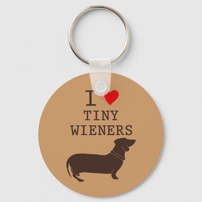 Porte-clés Drôle J'Aime Mince Wiener Dachshund (Recto)