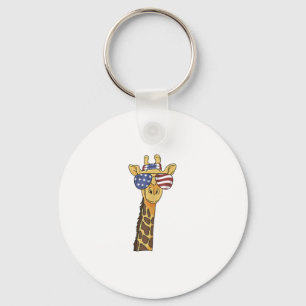 Porte-clés Drôle Juillet 4 US Drapeau Patriotique Giraffe