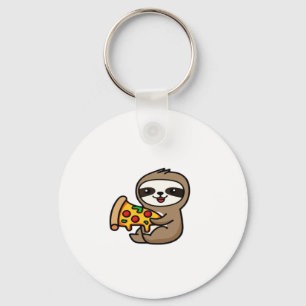 Porte-clés Drôle Kawaii Chibi Sloth avec Pizza � joli dessin