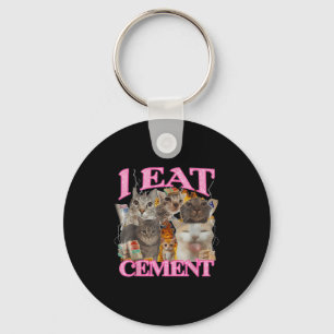 Porte-clés Drôle Mème de chat Je mange Cement Citation Japona