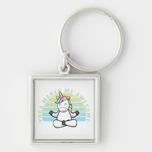 Porte-clés Drôle mignon licorne faisant du yoga. drôle yoga p (Devant)