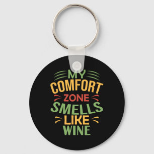 Porte-clés Drôle Mon espace de confort sent le vin