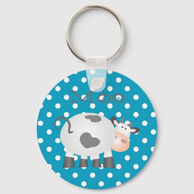 Porte-clés Drôle Moo Vache Et Blanc Polka Porte - clé (Recto)