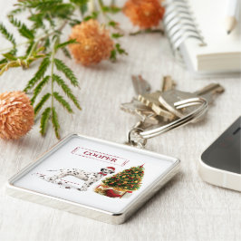 Porte-clés Drôle Noël Dalmation Chien et Arbre