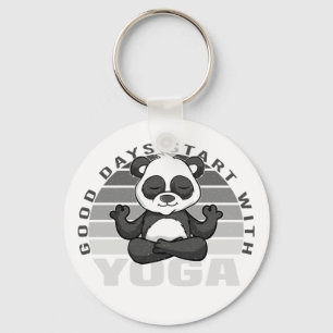 Porte-clés Drôle panda mignon faisant yoga. drôles de yoga po