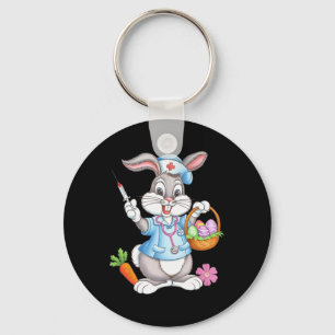 Porte-clés Drôle Pâques Infirmière Stethoscope Bunny Scrub To
