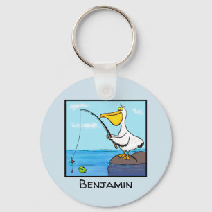 Porte-clés Drôle pélican de pêche