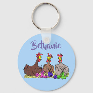 Porte-clés Drôle poulet trio tricot dessin animé