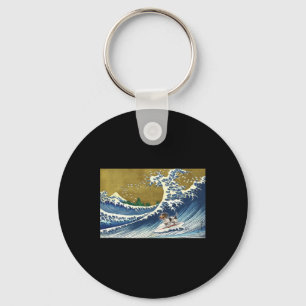 Porte-clés Drôle Rétro Vintage Surfant Sur Une Vague Pield Da
