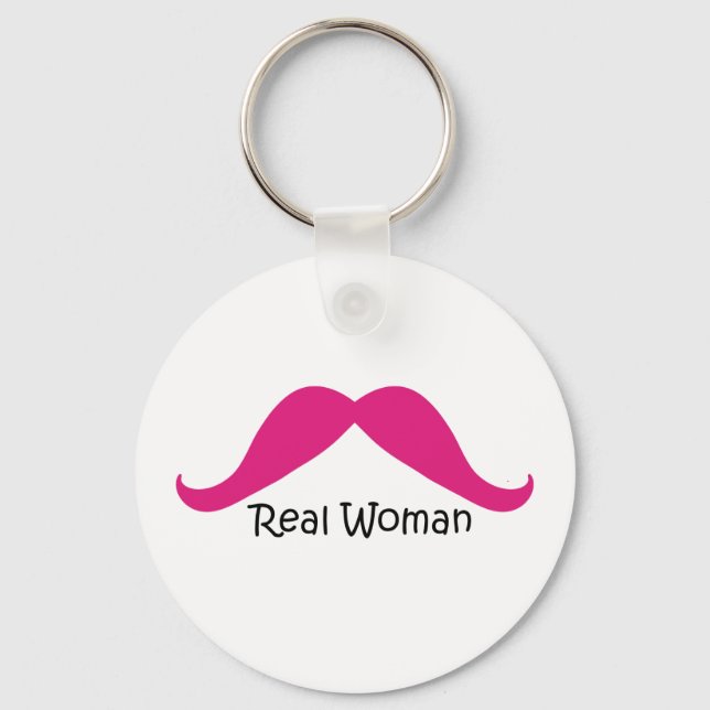 Porte-clés Drôle rose et noir vraies femmes Mustache (Recto)
