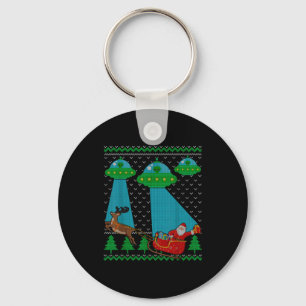 Porte-clés Drôle Sweat-shirt de Noël Alien Ufo Santa Sleigh d
