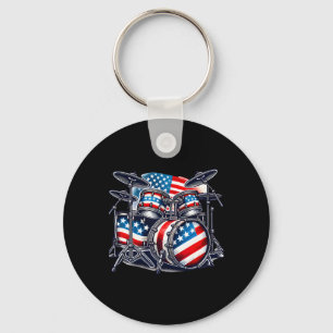 Porte-clés Drummer American Flag Drumset Usa Patriotique Drum