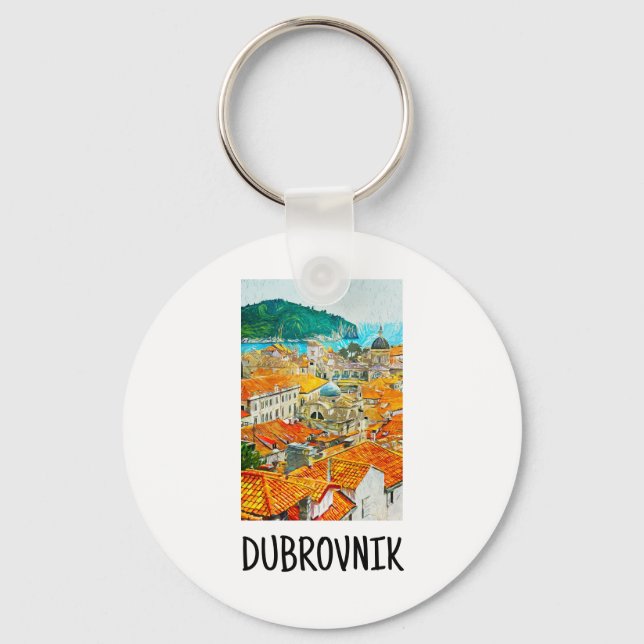 Porte-clés Dubrovnik Croatie Aquarelle Paint Porte - clé (Recto)