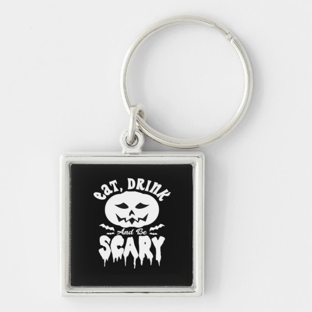 Porte-clés Eat Drink And Be Scary Halloween Retro Classic (Devant)