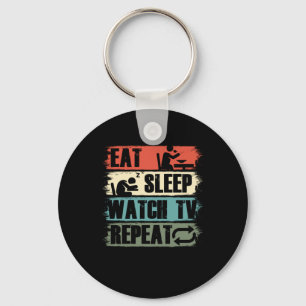 Porte-clés Eat Sleep Regarder TV Télévision Film Show Cadeau