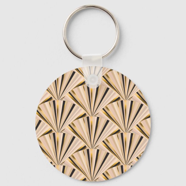 Porte-clés Echelles Art Déco : Glamour d'or géométrique (Recto)