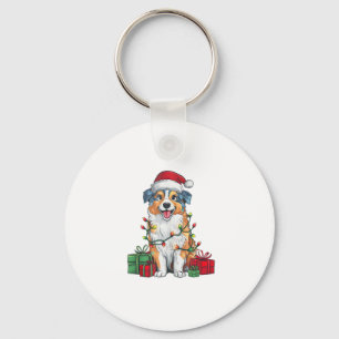 Porte-clés Éclairage de Noël chapeau australien berger chien 