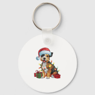Porte-clés Éclairage de Noël Chapeau frontière Terrier Chien 