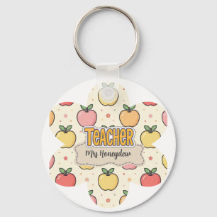 Porte-clés École de professeur jaune motif pomme