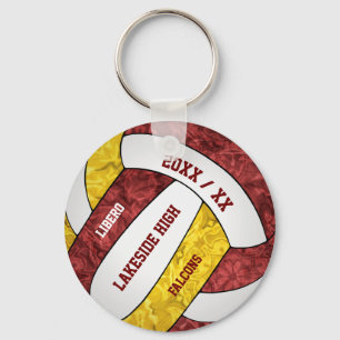 Porte-clés école d'or maroon esprit girly volleyball