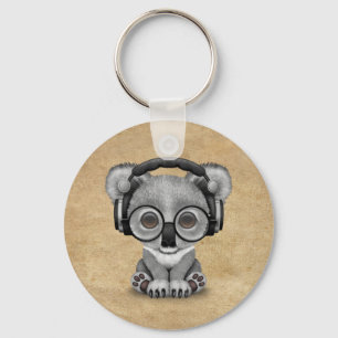 Porte-clés Écouteurs de port mignons du DJ d'ours de koala d