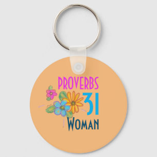 Porte-clés Écriture biblique chrétienne florale FEMME PROVERB