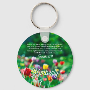 Porte-clés Écriture de jardin de tulipes colorées Personnalis