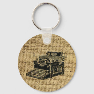 Porte-clés écriture de journaliste burlap machine à écrire an