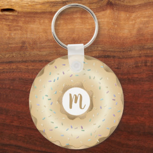 Porte-clés Écriture en feuille d'or en beige monogramme luxe