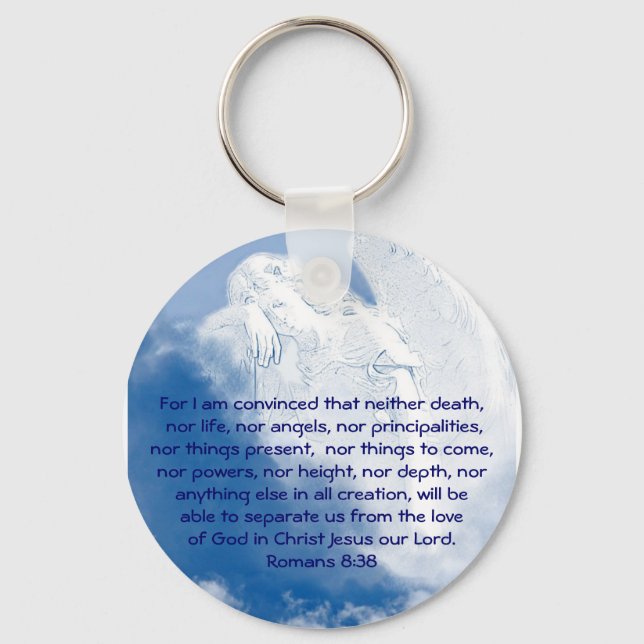 Porte-clés Écriture Inspirante Angel Dans Les Nuages, Romains (Recto)