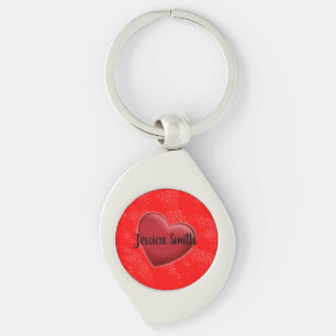 Porte-clés Écriture manuscrite Nom élégant Coeur rouge Amour 