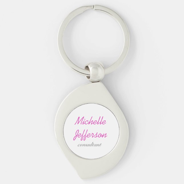 Porte-clés Écriture manuscrite tendance rose blanc propre (Devant)