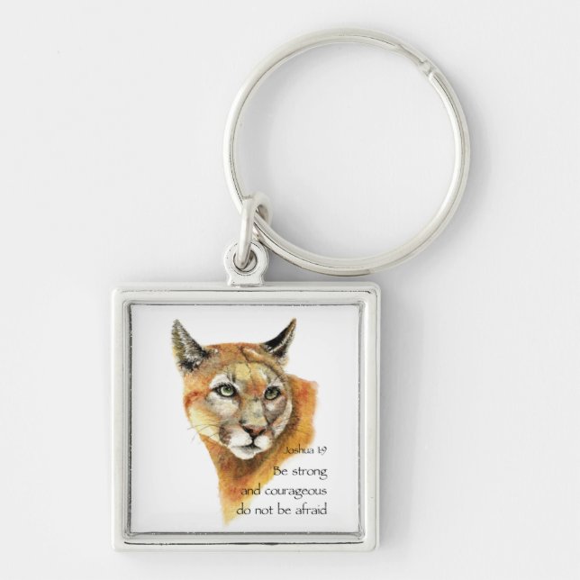 Porte-clés Écriture Motivationnelle Joshua Cougar Art animal (Devant)