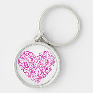 Porte-clés Écriture spirale coeur rose pour la Saint Valentin