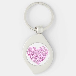 Porte-clés Écriture spirale coeur rose pour la Saint Valentin