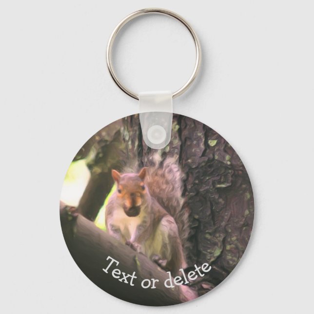 Porte-clés Écureuil dans l'arbre L'art animal personnalisé (Recto)