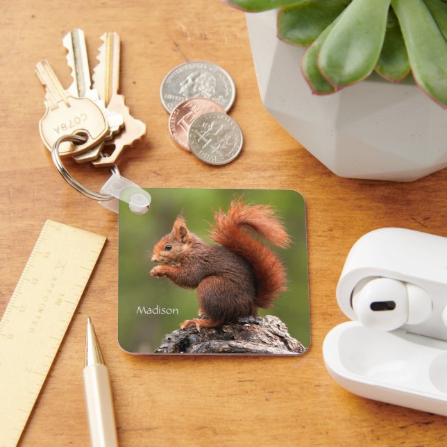 Porte-clés Écureuil de nom personnalisé (Bureau)
