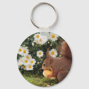 Porte-clés Écureuil roux et pâquerettes