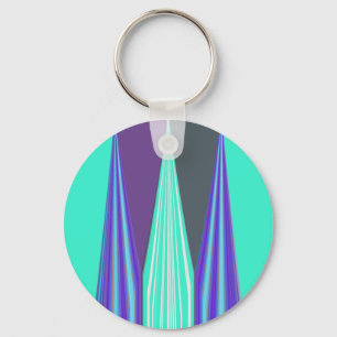 Porte-clés Edgy Blue Purple Cyan Chevron Art Imprimer