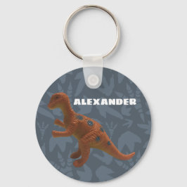 Porte-clés Edmontosaurus Toy Dinosaur Orange et gris bleu