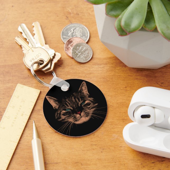 Porte-clés Eerie Eyes Chat Petrification Purrs Halloween Chat (Bureau)