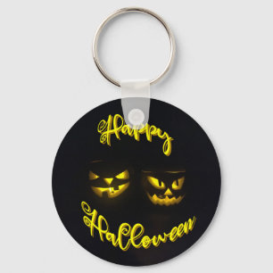 Porte-clés Éffrayant Happy Halloween texte eerie citrouille f