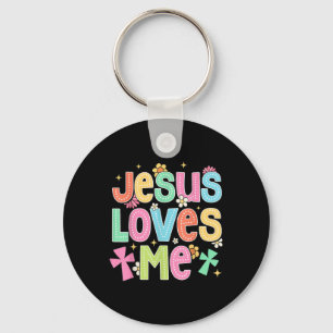 Porte-clés Église chrétienne biblique Groovy Jésus m'aime 