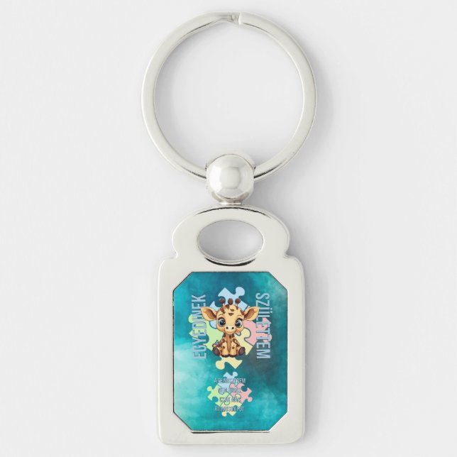 Porte-clés Egyedinek születtem – kedves zsiráfos design (Devant)