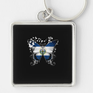 Porte-clés El Salvador Flag Butterfly Graphic
