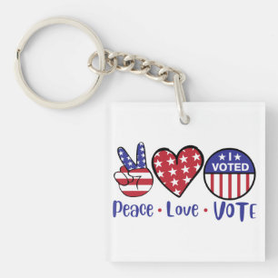 Porte-clés Élection américaine - Peace Love Vote, Election Da