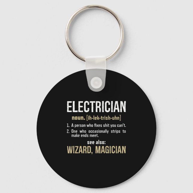 Porte-clés Electricien Noun Définition Drôle Drôle Lineman Ca (Recto)