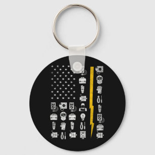 Porte-clés Electricien US Drapeau Outils pour Electriciens