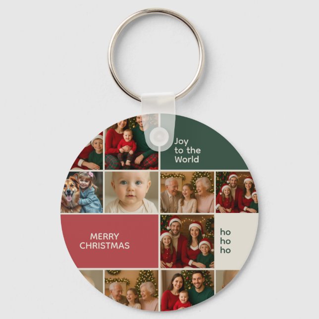 Porte-clés elegance simple cute photos collage Christmas (Recto)