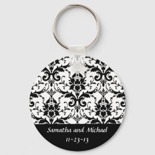 Porte-clés Élégant anniversaire de Black Mariage damassé